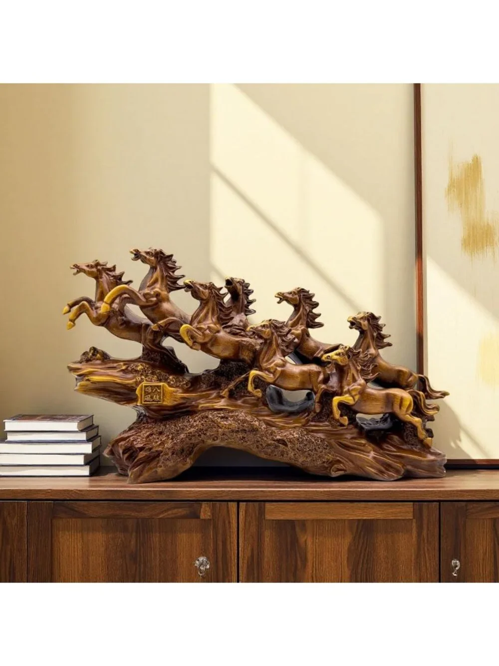 Chinese Feng Shui Running Horse Statue - Resin Figurine for Home Office Decor